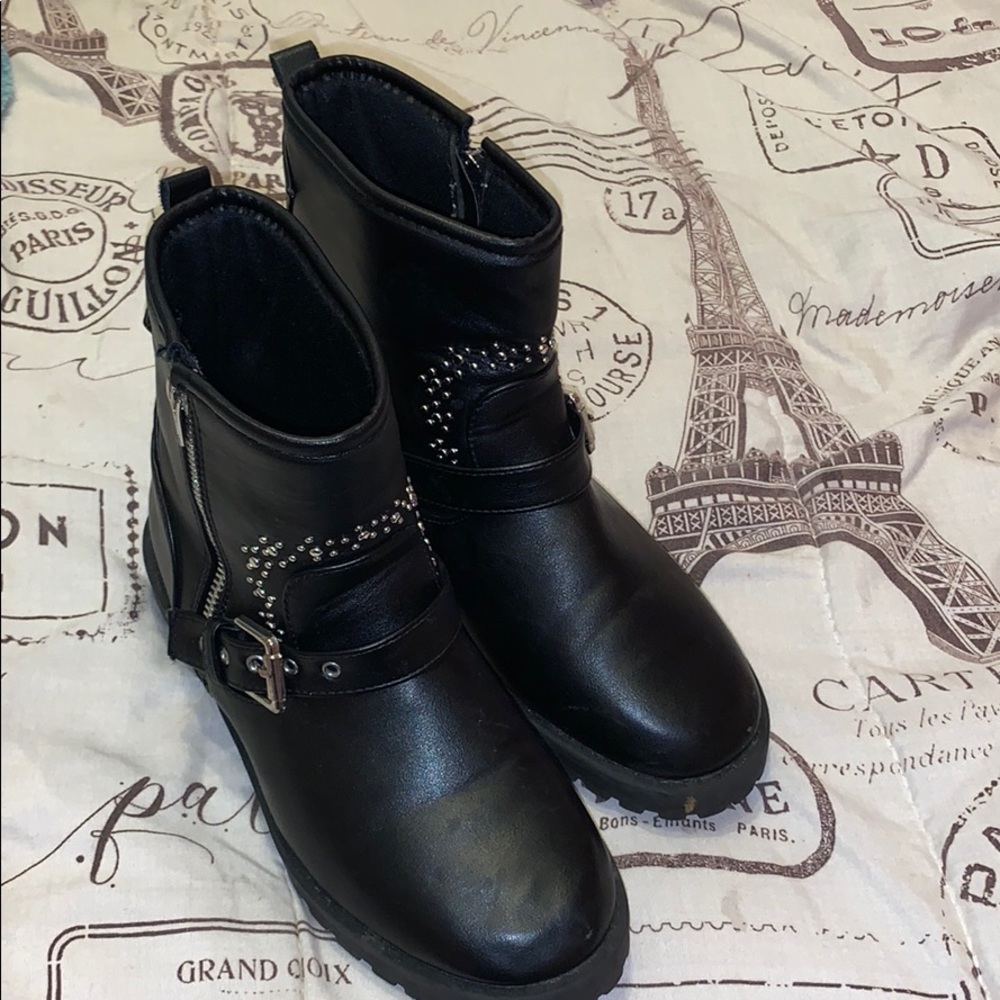 Black leather boots
